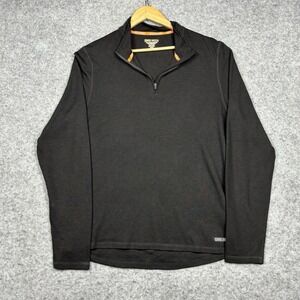 OMNI-WOOL Pullover Men's XL Black Mock Neck Quarter Zip Base Layer Thumbholes